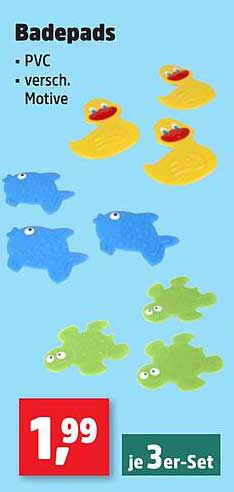 Badepads - 3er-Set mit verschiedenen Motiven