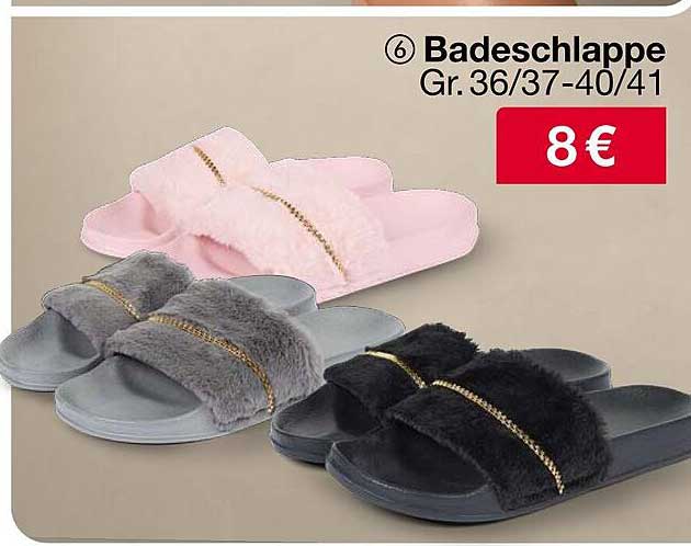 Badeschlappen in verschiedenen Farben und Größen