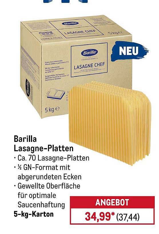 Barilla Lasagne-Platten 5-kg-Karton