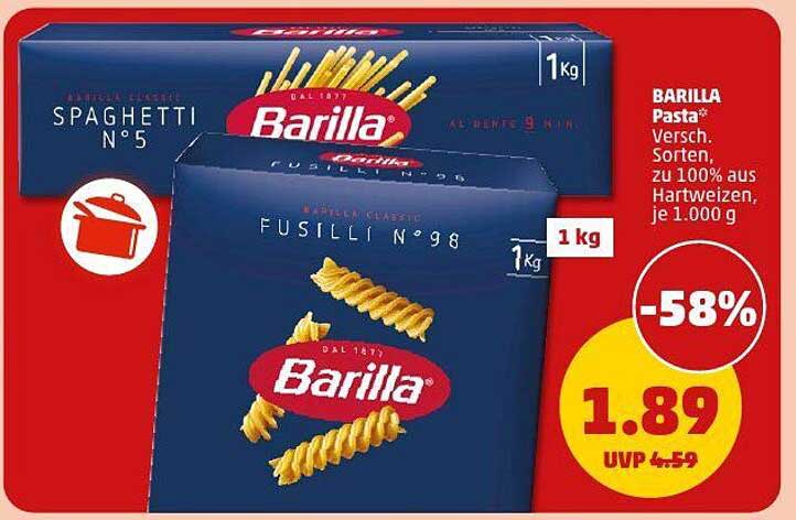 Barilla Pasta 1 kg – Verschiedene Sorten zum Sonderpreis