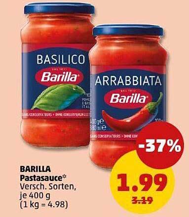 BARILLA Pastasauce - Basilico und Arrabbiata