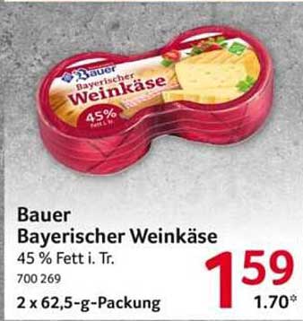 Bauer Bayerischer Weinkäse 45 % Fett i. Tr. 2 x 62,5-g-Packung