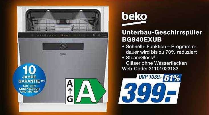 Beko Unterbau-Geschirrspüler BG840EXUB