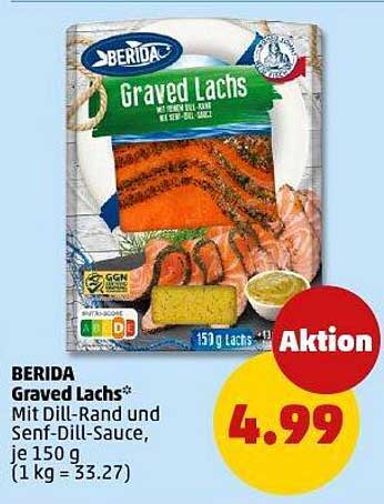 BERIDA Graved Lachs mit Dill-Rand und Senf-Dill-Sauce, je 150 g