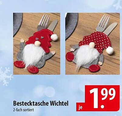 Bestecktasche Wichtel 2-fach sortiert