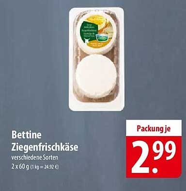 Bettine Ziegenfrischkäse verschiedene Sorten