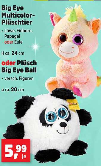 Big Eye Multicolor-Plüschtier oder Plüsch Big Eye Ball