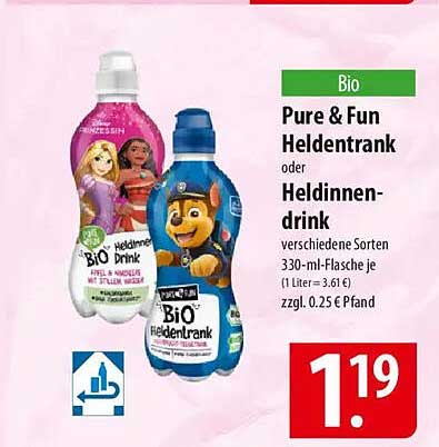 Bio Pure & Fun Heldendrink oder Heldinnen-Drink 330 ml