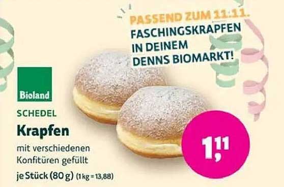 Bioland Schedel Krapfen mit verschiedenen Konfitüren gefüllt