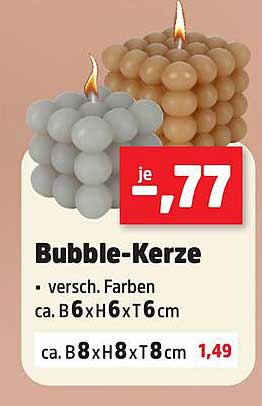 Bubble-Kerze in verschiedenen Farben