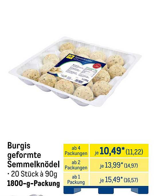 Burgis geformte Semmelknödel – 1800-g-Packung mit 20 Stück à 90g