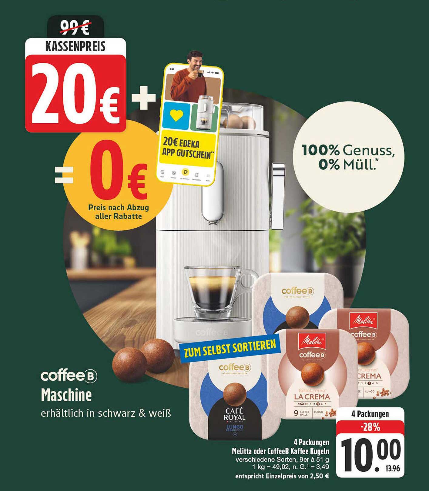 coffee B Maschine in Schwarz & Weiß – jetzt für 0€