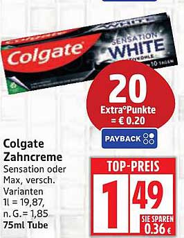 Colgate Zahncreme Sensation oder Max, verschiedene Varianten 75ml