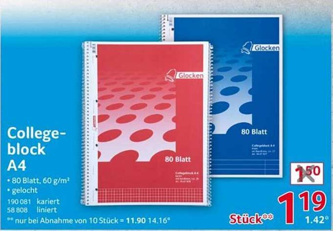 Collegeblock A4 – 80 Blatt, 60 g/m², kariert und liniert
