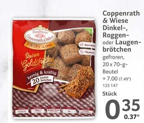 Coppenrath & Wiese Dinkel-, Roggen- oder Laugenbrötchen, gefroren, 20 x 70 g-Beutel