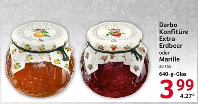 Darbo Konfitüre Extra Erdbeer oder Marille 640-g-Glas