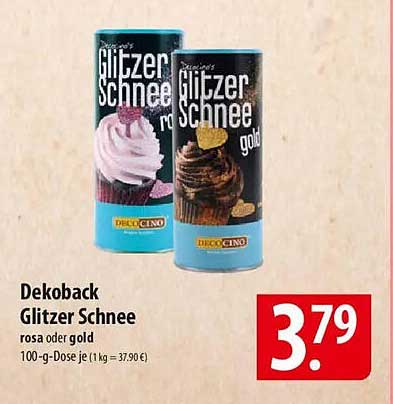 Dekoback Glitzer Schnee rosa oder gold - 100-g-Dose