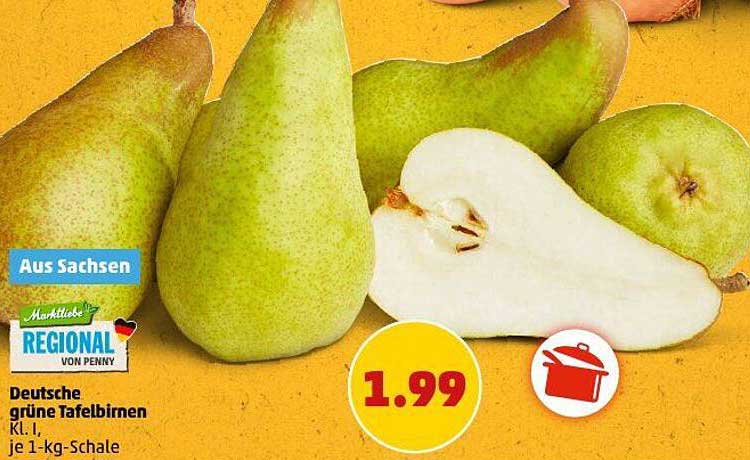 Deutsche grüne Tafelbirnen Kl. I, je 1-kg-Schale