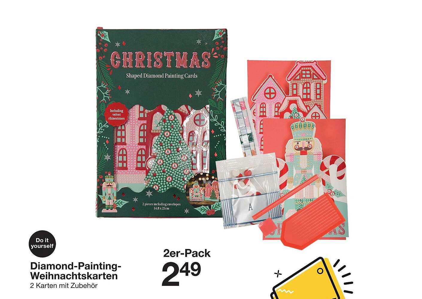 Diamond-Painting-Weihnachtskarten 2er-Pack