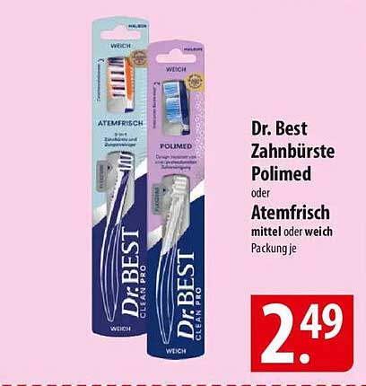 Dr. Best Zahnbürste Polimed oder Atemfrisch mittel oder weich - Packung je