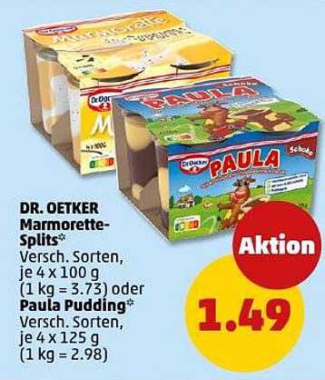 DR. OETKER Marmorette-Splits oder Paula Pudding