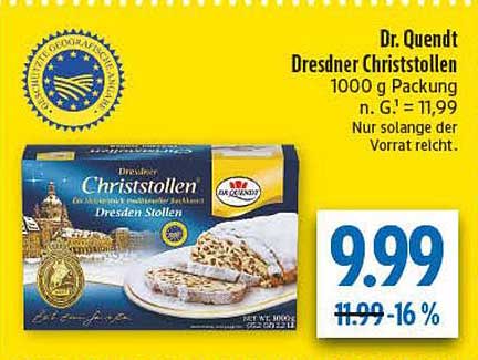 Dr. Quendt Dresdner Christstollen 1000 g Packung