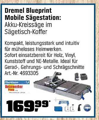 Dremel Blueprint Mobile Sägestation: Akku-Kreissäge im Sägetisch-Koffer