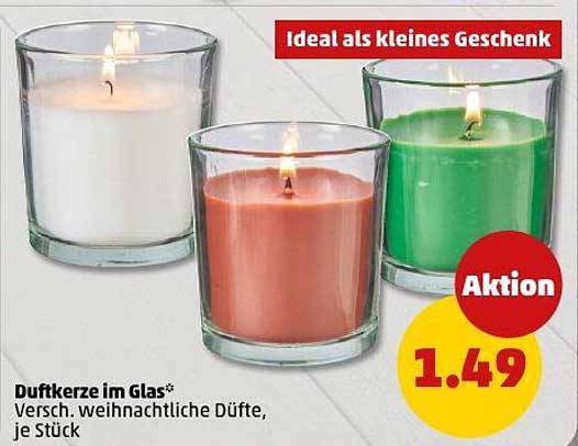 Duftkerze im Glas - Versch. weihnachtliche Düfte, je Stück