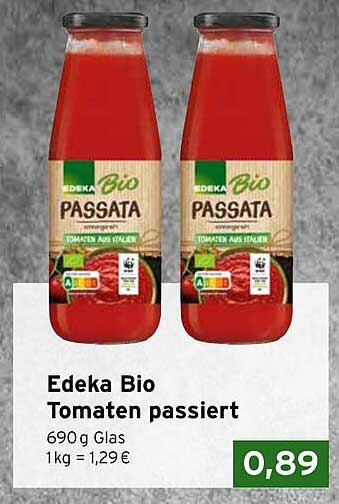 Edeka Bio Tomaten passierte im 690 g Glas
