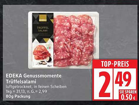 EDEKA Genusmomente Trüffelsalami 80g Packung