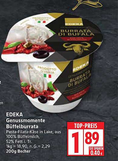 EDEKA Genussmomente Büffelburrata 200g Becher