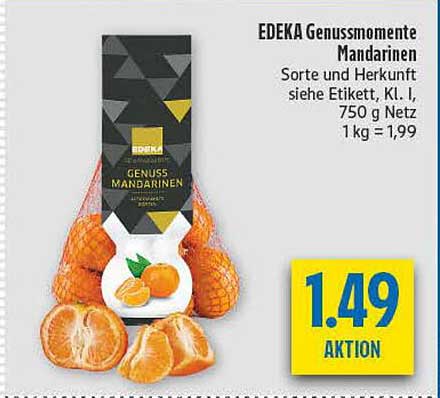 EDEKA Genussmomente Mandarinen 750 g