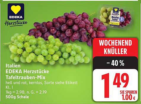 EDEKA Herzstücke Tafeltrauben-Mix 500g