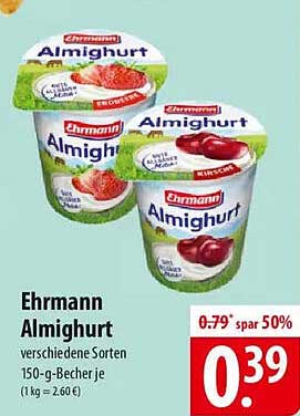 Ehrmann Almighurt verschiedene Sorten 150-g-Becher je