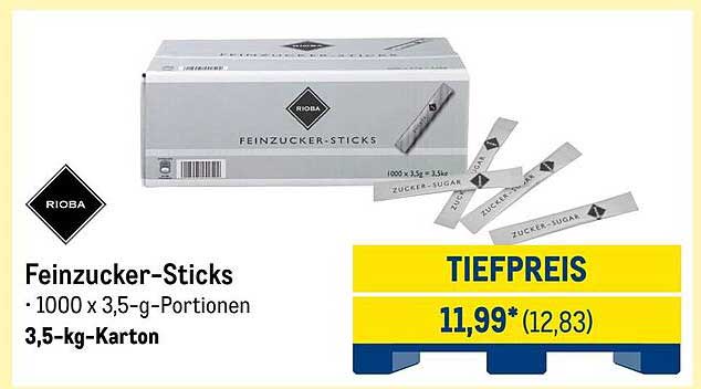 Feinzucker-Sticks 1000 x 3,5-g-Portionen 3,5-kg-Karton