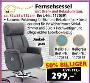 Fernsehsessel mit Dreh- und Relaxfunktion