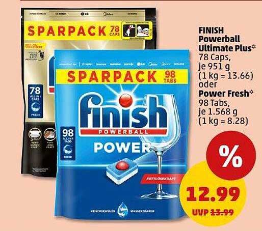 FINISH Powerball Ultimate Plus – 78 Caps oder Power Fresh – 98 Tabs