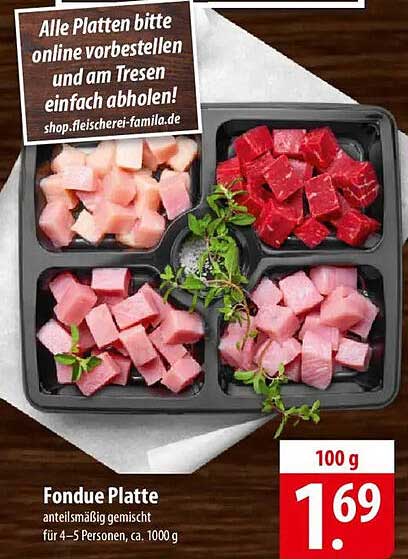 Fondue Platte - Anteilsmäßig gemischt für 4-5 Personen, ca. 1000 g