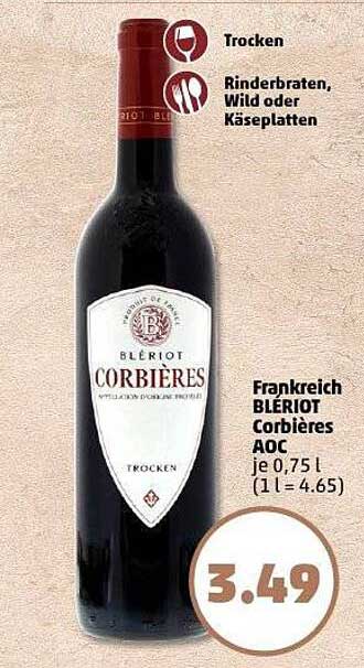 Frankreich BLÉRIOT Corbières AOC, 0,75 l