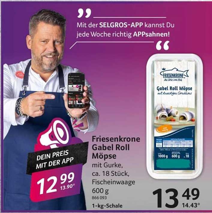 Friesenkrone Gabel Roll Möpse mit Gurke, ca. 18 Stück, 600 g