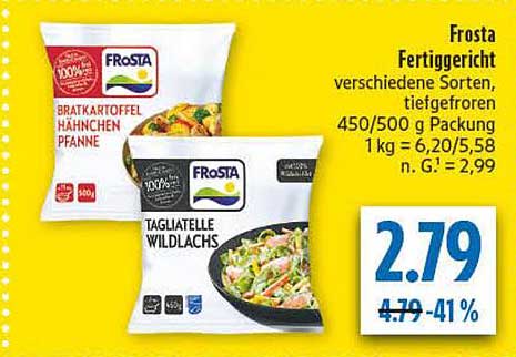 Frosta Fertiggericht verschiedene Sorten, tiefgefroren 450/500 g