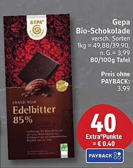 Gepa Bio-Schokolade erhältlich in verschiedenen Sorten