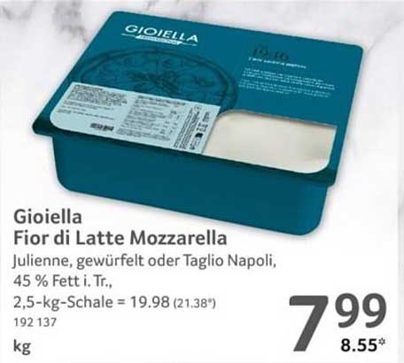 Gioiella Fior di Latte Mozzarella - 2,5 kg Packung