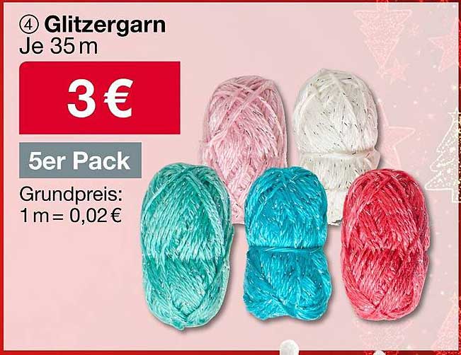 Glitzergarn Je 35 m - 5er Pack für 3 €