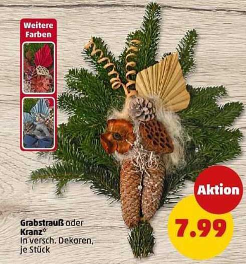 Grabstrauß oder Kranz – In verschiedenen Dekoren, je Stück