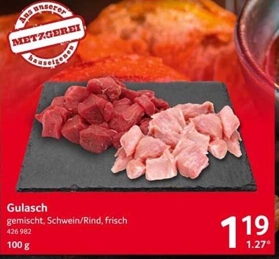 Gulasch gemischt, Schwein/Rind, frisch