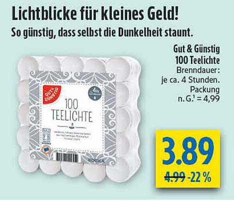 Gut & Günstig 100 Teelichter