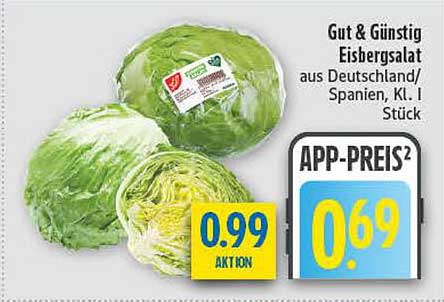 Gut & Günstig Eisbergsalat aus Deutschland/Spanien, Kl. I Stück