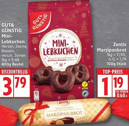 GUT & GÜNSTIG Mini-Lebkuchen und Zentis Marzipanbrot