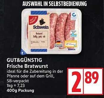 GUT&GÜNSTIG Frische Bratwurst 400g